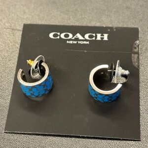 Coach Blue Signature C Huggie Hoop Earrings